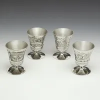 Picture A unique set of 4 mythical Celtic wine goblets