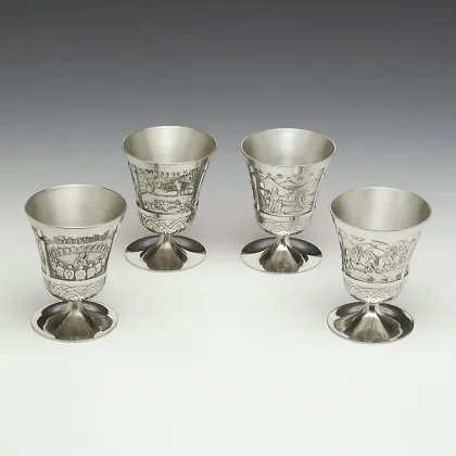 Picture A unique set of 4 mythical Celtic wine goblets