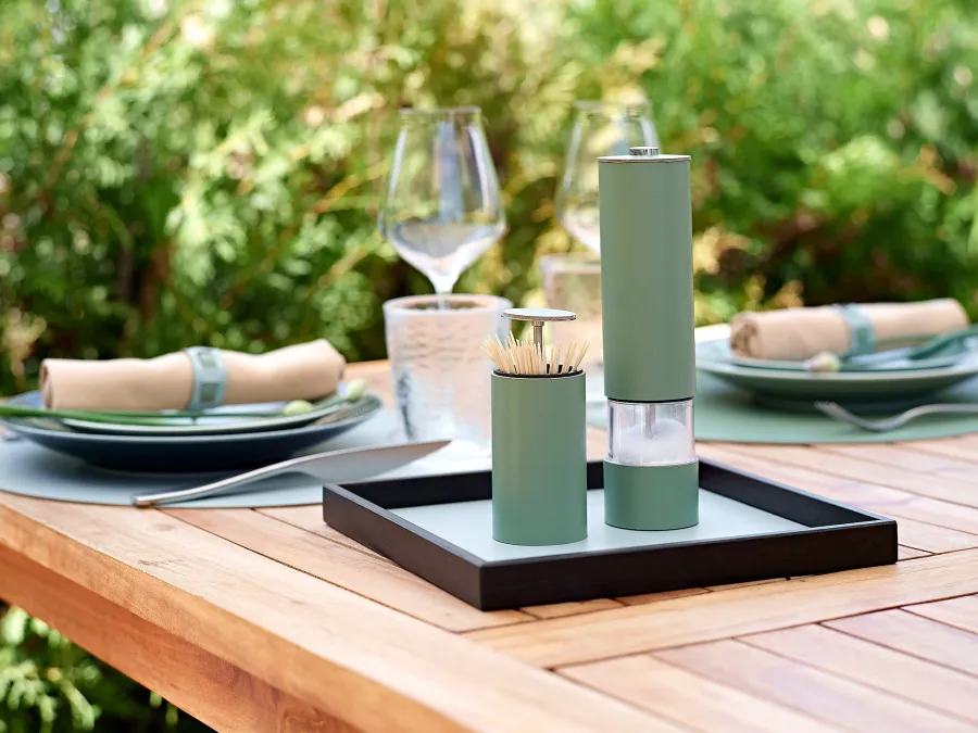 obrazek 3 Stylowy skórzany uchwyt na wykałaczki w kolorze eukaliptusa