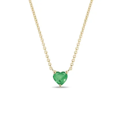 Zdjęcie Naszyjnik z żółtego złota ze szmaragdem w kształcie serca KLENOTA