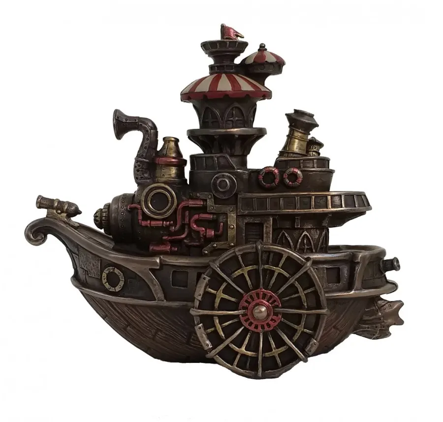 obrazek 1 Steampunkowy okręt wojenny, statek 21x11x19 cm