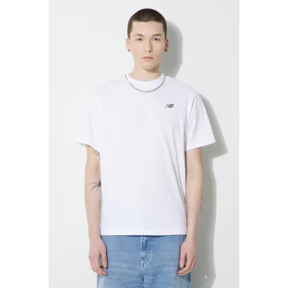 Zdjęcie New Balance t-shirt bawełniany Small Logo męski kolor biały z aplikacją MT41509WT