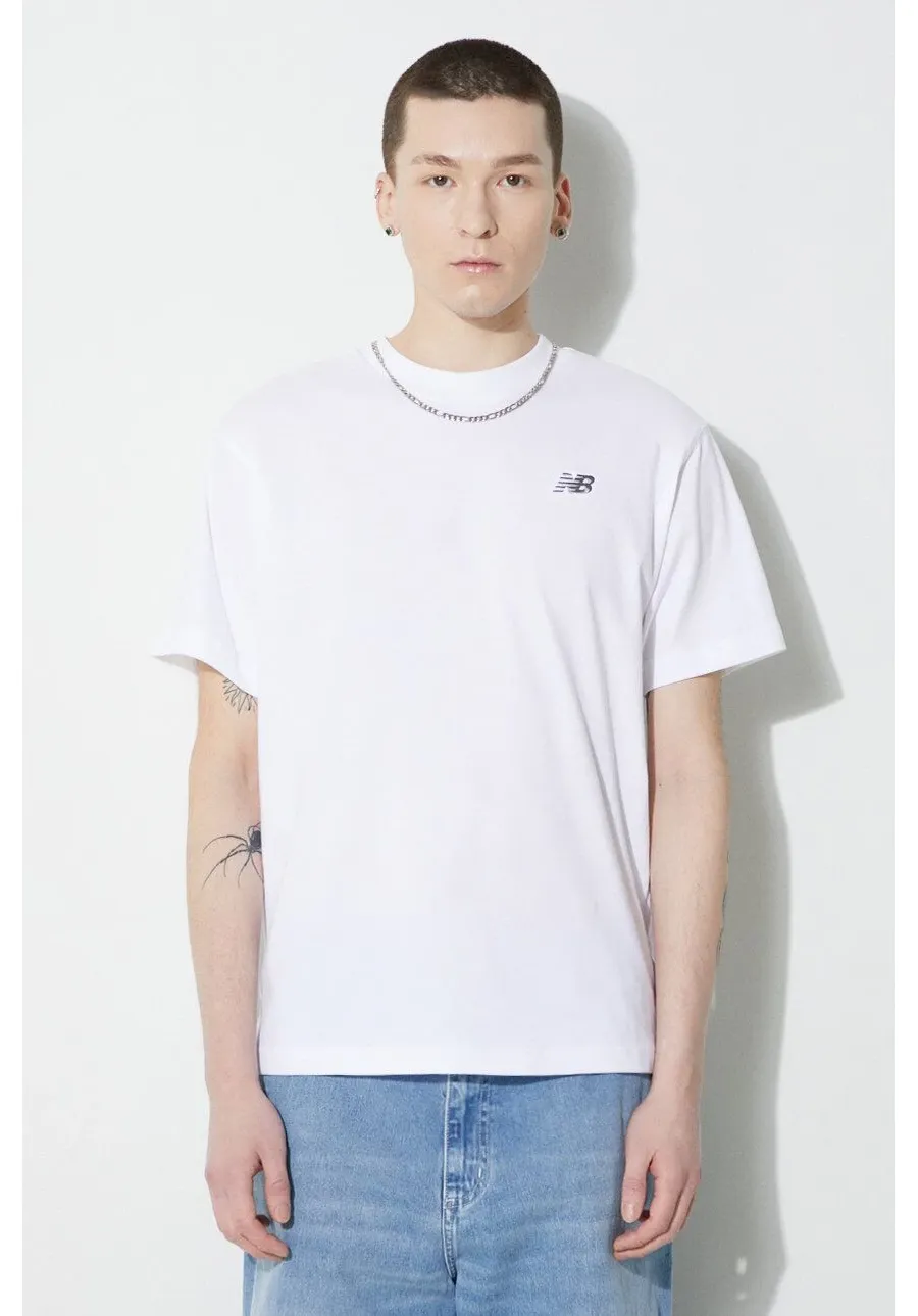 obrazek 1 New Balance t-shirt bawełniany Small Logo męski kolor biały z aplikacją MT41509WT