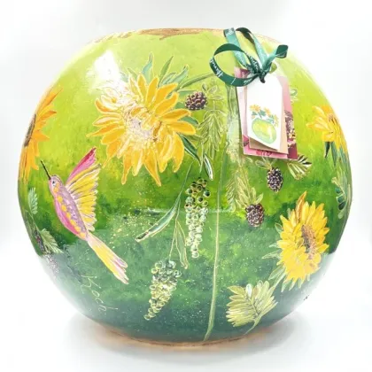 Zdjęcie Ekskluzywny duży zielony wazon kulowy - idealny jako prezent