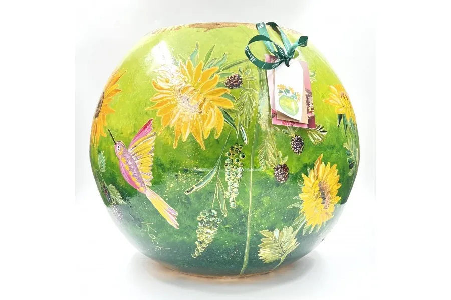 obrazek 1 Ekskluzywny duży zielony wazon kulowy - idealny jako prezent