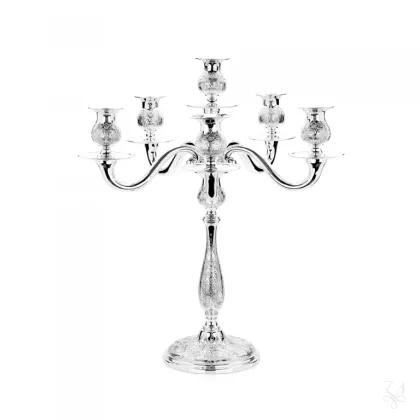 Zdjęcie Srebrny świecznik Inglese II na 6 świec o oryginalnym wzornictwie - Zaramella Argenti
