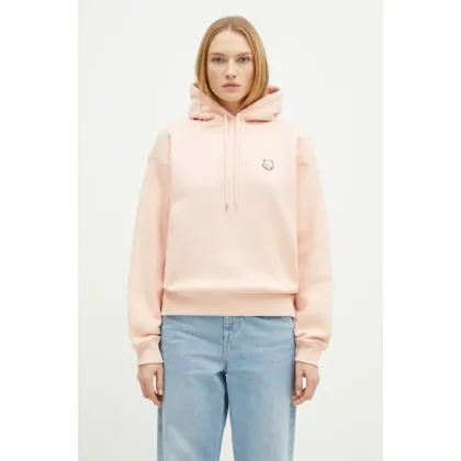 Zdjęcie Maison Kitsuné bluza bawełniana Bold Fox Head Patch Comfort Hoodie damska kolor pomarańczowy z kapturem gładka MW00704KM0307