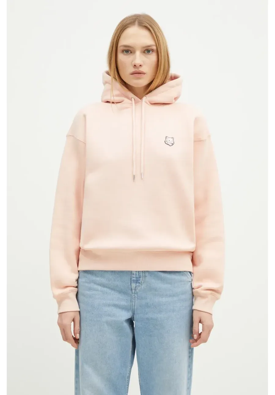 obrazek 1 Maison Kitsuné bluza bawełniana Bold Fox Head Patch Comfort Hoodie damska kolor pomarańczowy z kapturem gładka MW00704KM0307