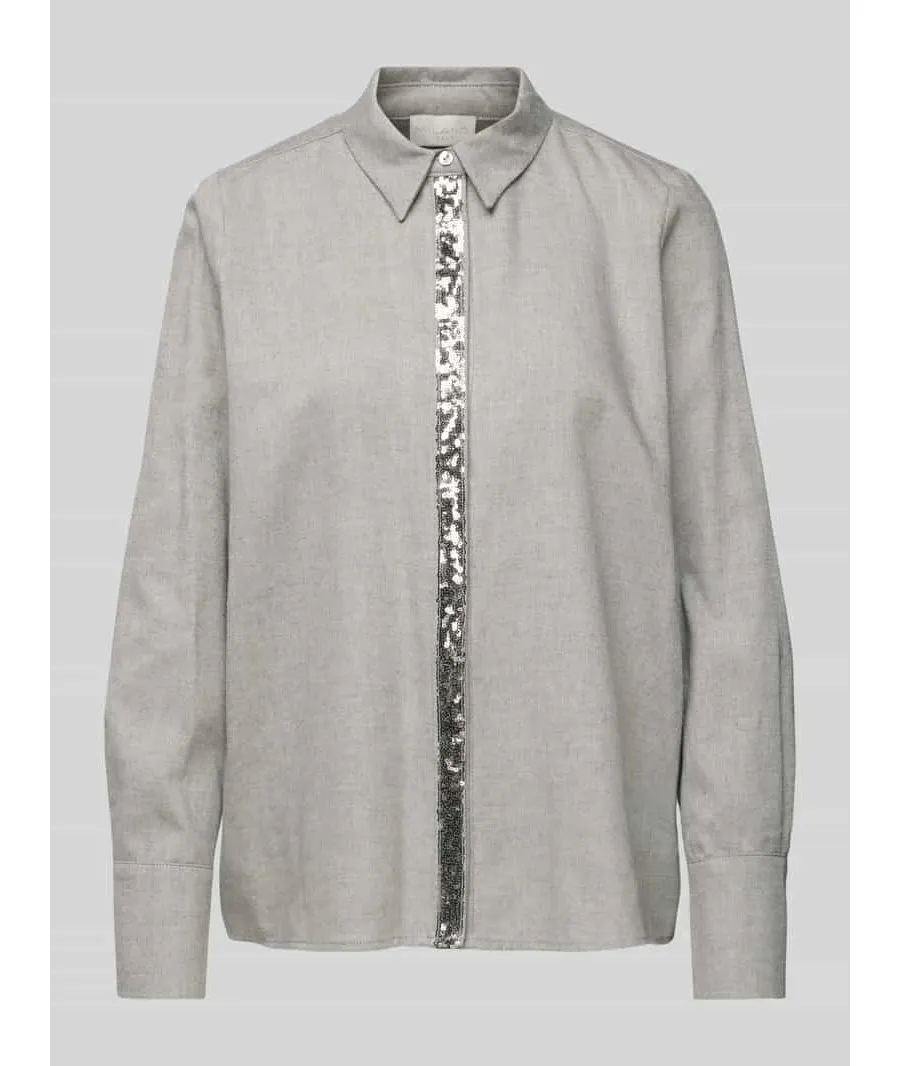 obrazek 1 Bluzka o kroju regular fit z cekinowym obszyciem