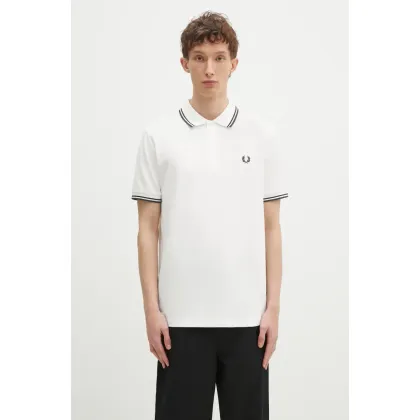 Zdjęcie Fred Perry polo bawełniane kolor biały z aplikacją M3600.Y23