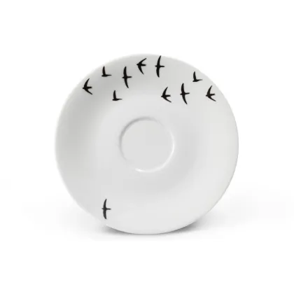 Zdjęcie Piękny porcelanowy spodek do filiżanki zdobiony motywem ptaków – Leander