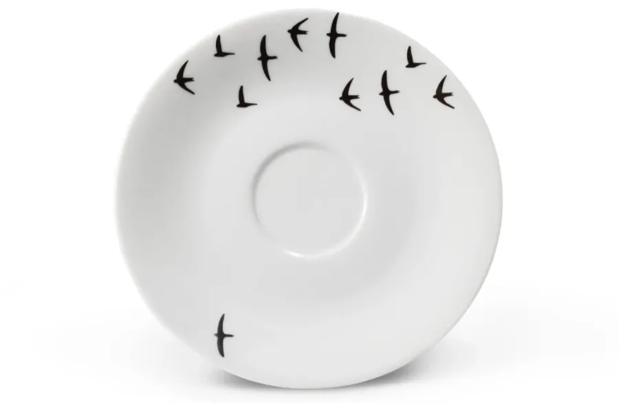 obrazek 1 Piękny porcelanowy spodek do filiżanki zdobiony motywem ptaków – Leander