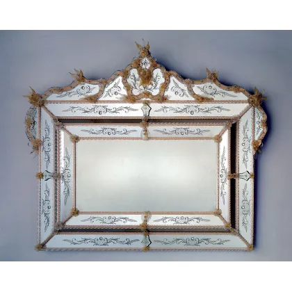 Zdjęcie Szlifowane i grawerowane ręcznie lustro Murano w stylu weneckim