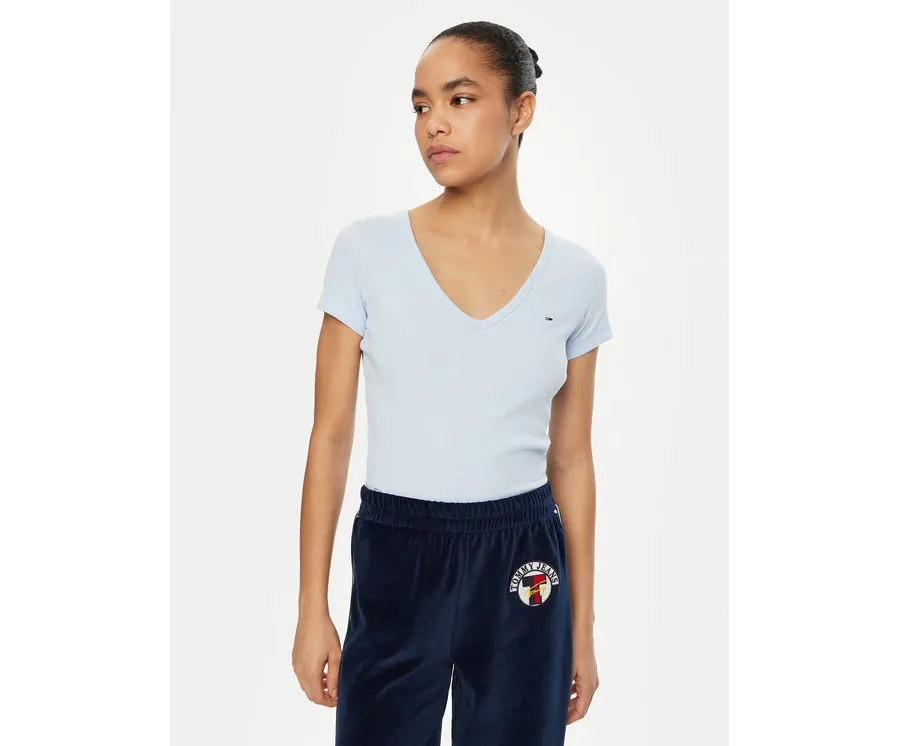 obrazek 1 Tommy Jeans T-Shirt Essential DW0DW17385 Błękitny Slim Fit