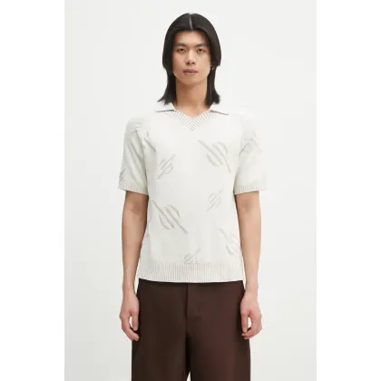 Zdjęcie Daily Paper polo bawełniane Monogram Polo Knit męski kolor beżowy wzorzysty 2511033
