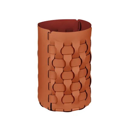Picture Stylish leather basket Dubai Ø22хH35 cm, cognac color