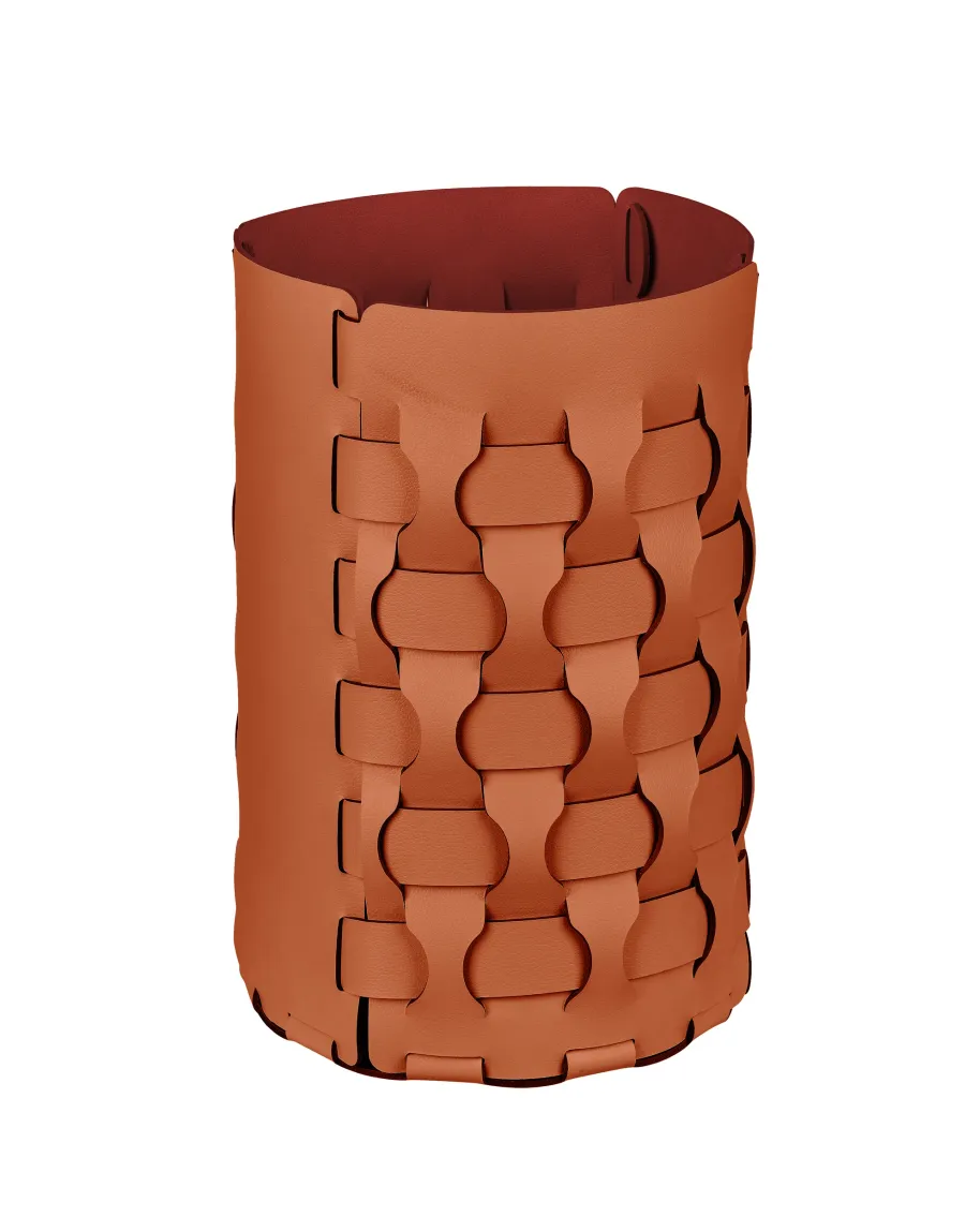 obrazek 1 Stylowy skórzany koszyk Dubai Ø22хH35 cm w kolorze koniaku