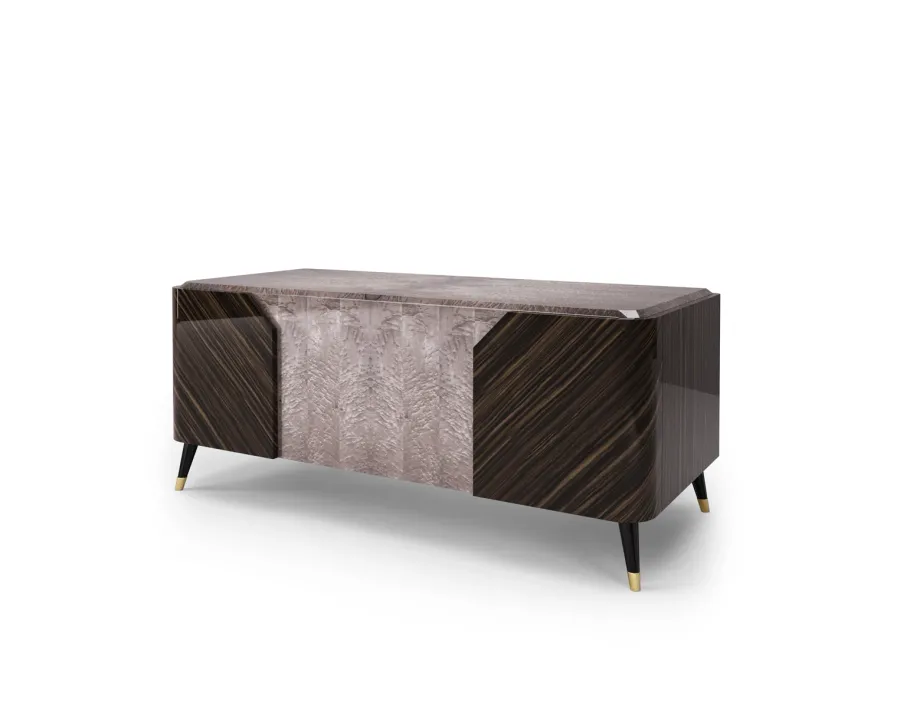 picture 1 Classic Italian prestigious desk with 5 drawers, metal tips - Bianchini