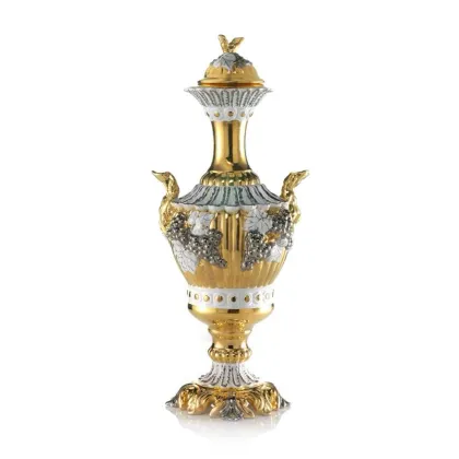 Picture Stylish ceramic vase with a grape ornament in baroque style - Ceramiche ML