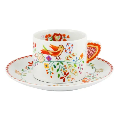 Picture Stylish Vila Verde tea cup and saucer with a Valentine's Day motif - 4 pieces - Vista Alegre