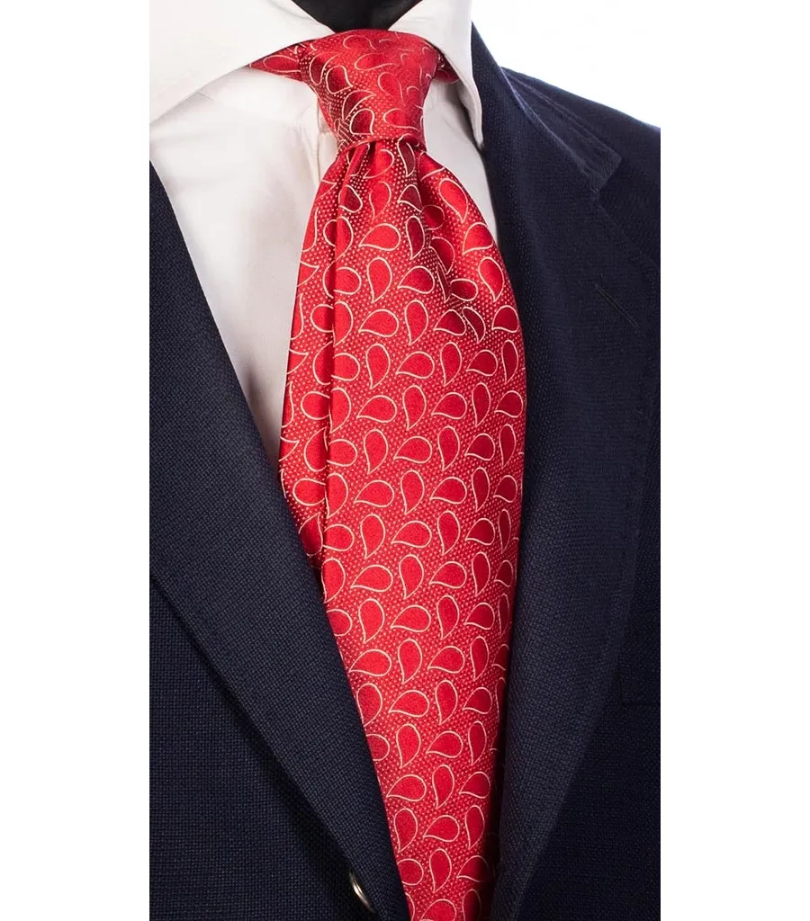 obrazek 1 Elegancki krawat z jedwabiu w kolorze czerownym AN5166