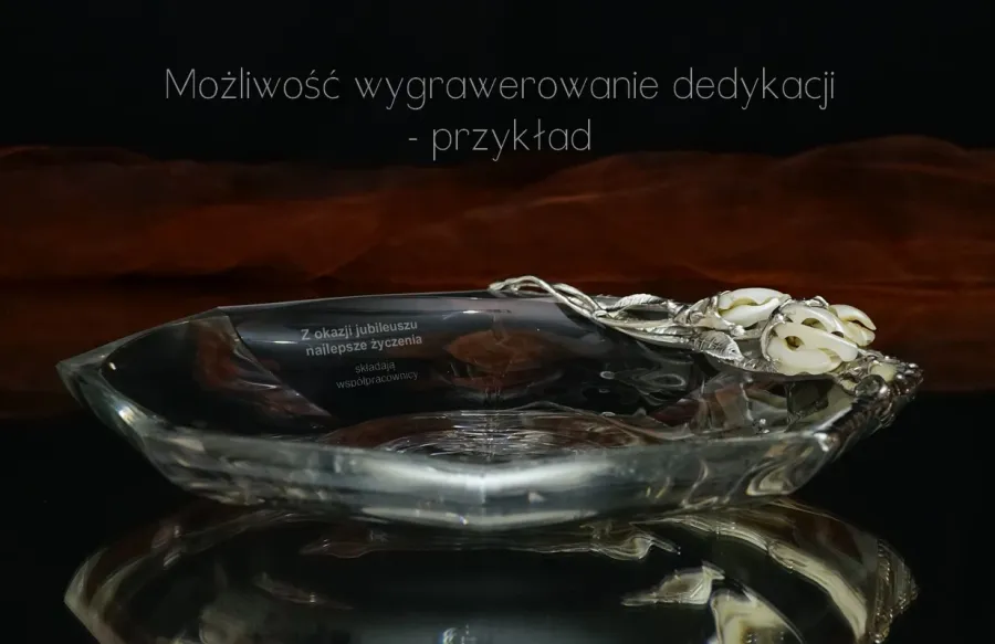 Misa kryształowa bohemia z muszlą perłową Orchidea.