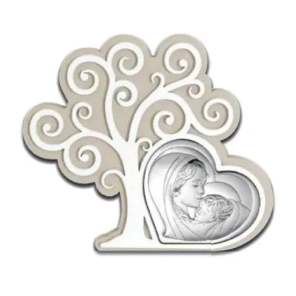 Zdjęcie Piękna srebrna ozdoba 17,3х14,9 cm z przedstawieniem Madonny