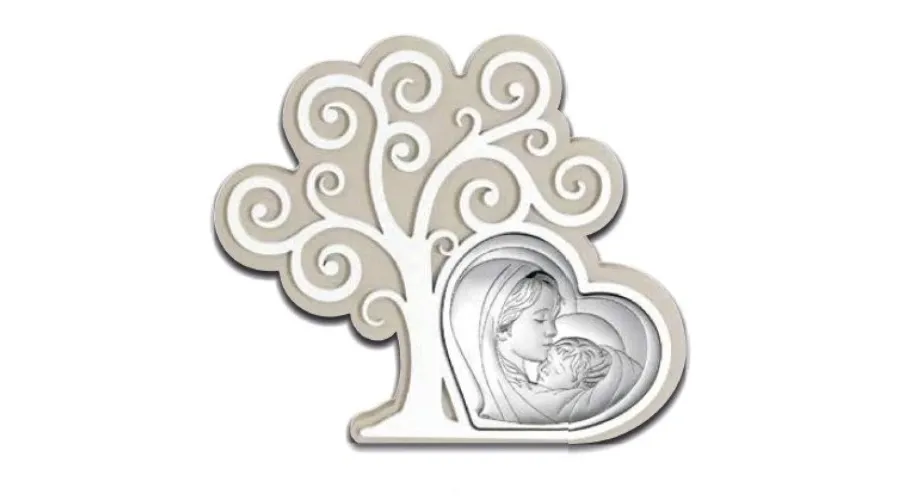 obrazek 1 Piękna srebrna ozdoba 17,3х14,9 cm z przedstawieniem Madonny