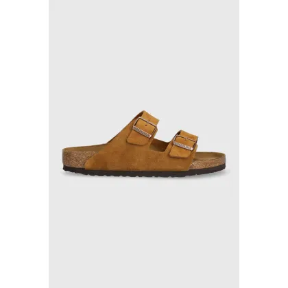 Zdjęcie Birkenstock klapki zamszowe Arizona męskie kolor brązowy 1027082