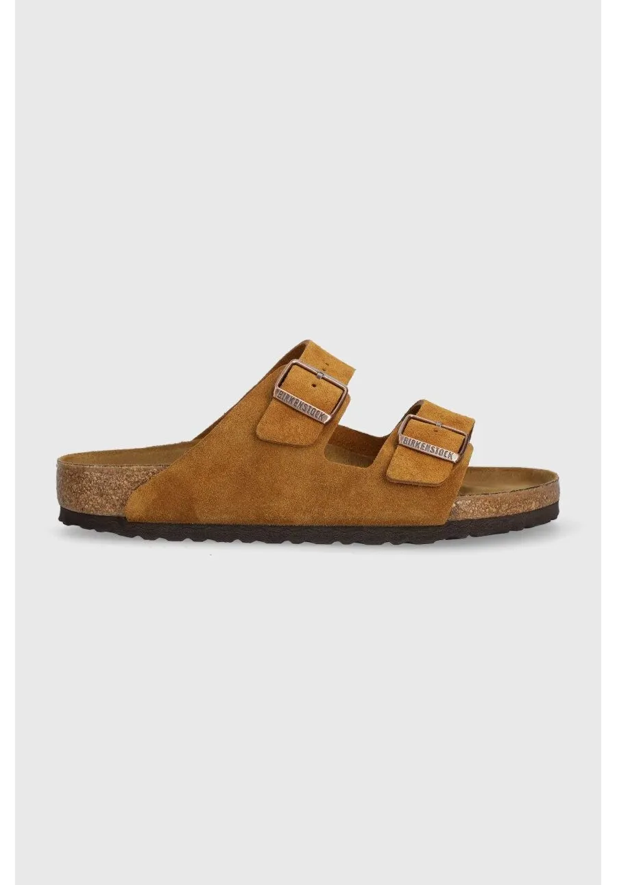 obrazek 1 Birkenstock klapki zamszowe Arizona męskie kolor brązowy 1027082