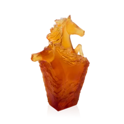 Picture Original crystal pencil holder with a horse motif - Daum company