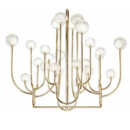 Zdjęcie Żyrandol w delikatnym złotym wykończeniu z ręcznie wyciętymi włoskimi kryształowymi kulami - Il Paralume Marina