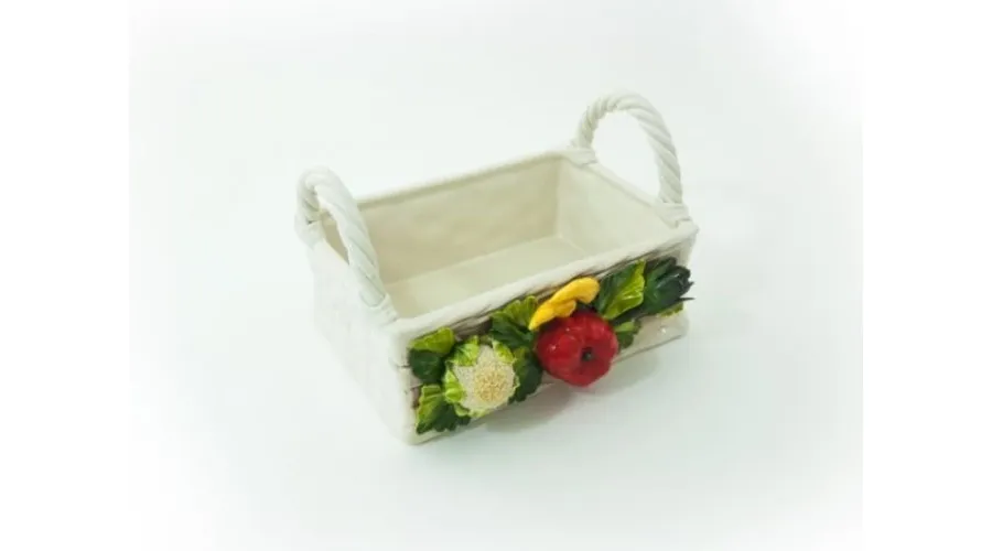 obrazek 2 Mały ceramiczny koszyk na rośliny i kwiaty zdobiony motywem warzyw - Le Ceramiche