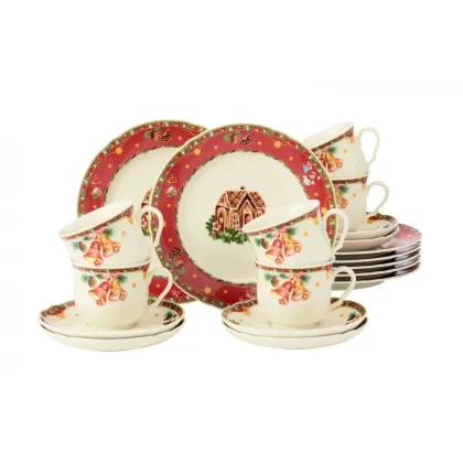 Zdjęcie 18-elementowy serwis kawowy z porcelany zdobiony świątecznym motywem - Seltmann Weiden