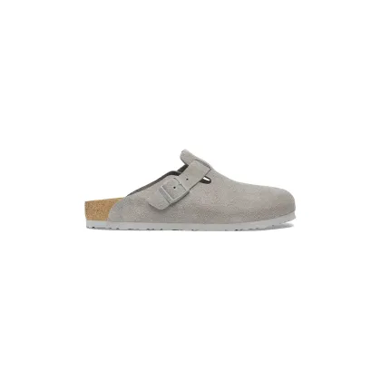 Zdjęcie Birkenstock klapki zamszowe Boston LEVE damskie kolor szary 1027751