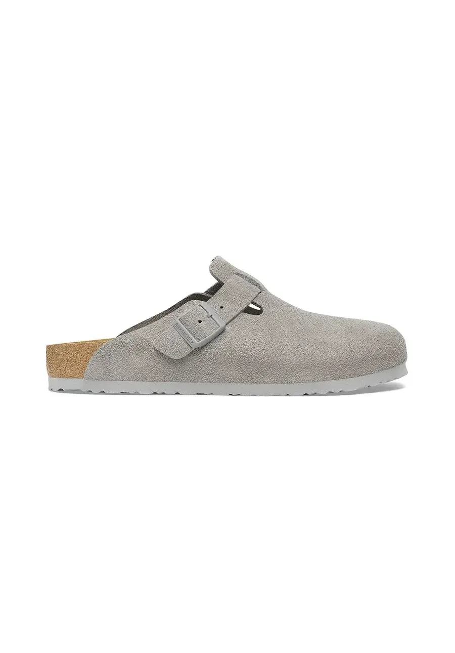 obrazek 1 Birkenstock klapki zamszowe Boston LEVE damskie kolor szary 1027751
