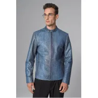 Picture Fantastic blue snakeskin men's jacket
