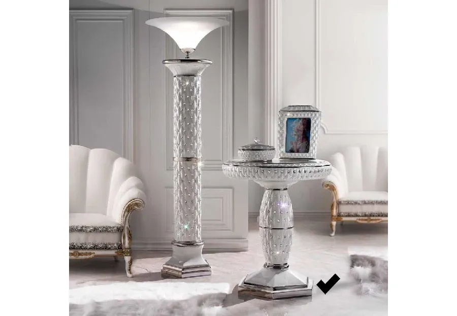picture 1 Exclusive ceramic table - white, platinum, crystals - Bruno Costenaro