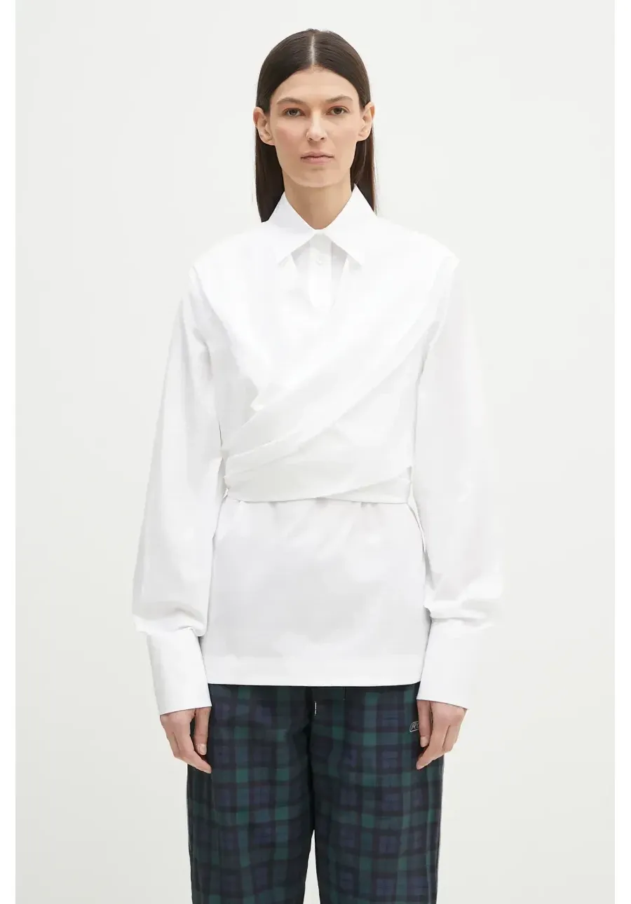 obrazek 1 Sportmax bluzka bawełniana Oggi damska kolor biały gładka 2512191021600