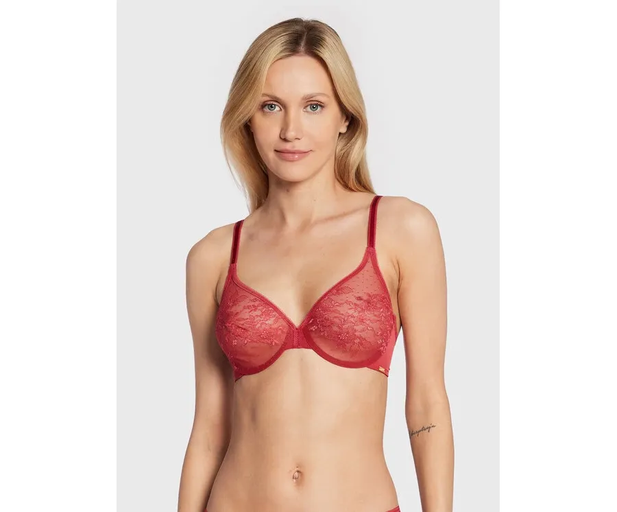 obrazek 1 Gossard Biustonosz z fiszbiną Lace Sheer 13001 Różowy