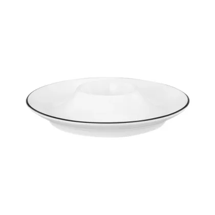 Picture Porcelain round egg plate with a black rim - Seltmann Weiden