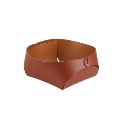 Picture Burgundy leather basket, size 15x15xH7 cm