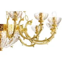 Picture Brass chandelier with crystal bowls decorated with 24K gold - Il Paralume Marina