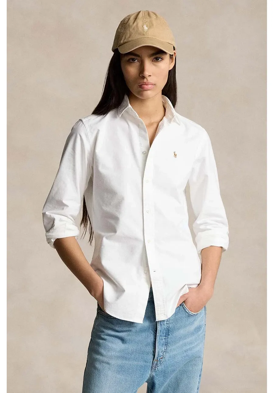 obrazek 1 Polo Ralph Lauren koszula bawełniana damska kolor biały regular z kołnierzykiem klasycznym