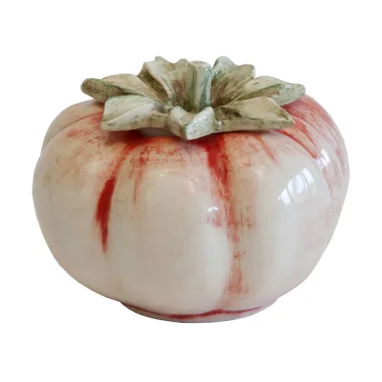 Zdjęcie Ekskluzywny słoik z ceramiki w kształcie pomidora 11 cm - Virginia Casa