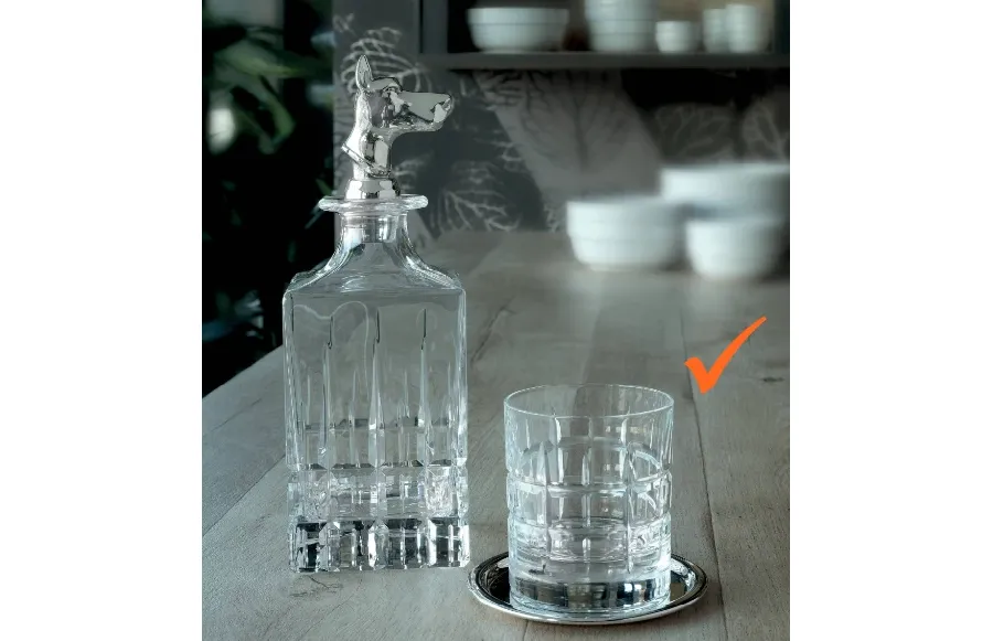 obrazek 1 Dekoracyjny komplet 6 szklanek i talerzyków z kryształu z posrebrzanego mosiądzu