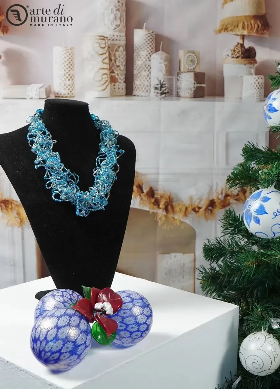 obrazek 1 Elegancki naszyjnik ze szkła Murano w kolorze niebieskim