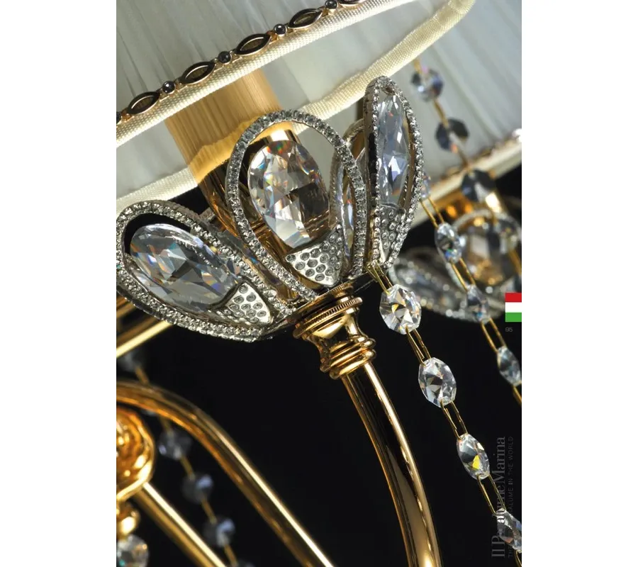 obrazek 2 Lampa podłogowa z pięcioma światłami z mosiądzu w wykończeniu 24K złotem - Il Paralume Marina