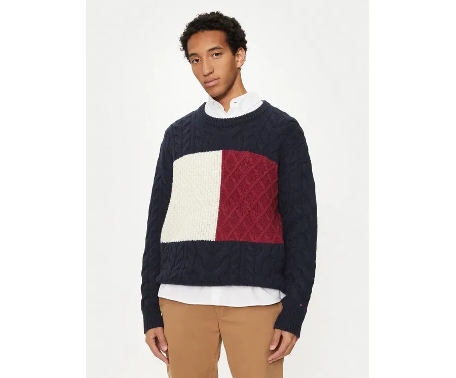 obrazek 1 Tommy Hilfiger Sweter MW0MW36546 Granatowy Regular Fit