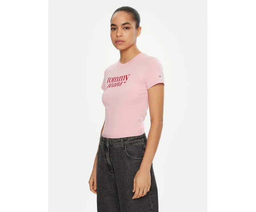 obrazek 1 Tommy Jeans T-Shirt Essential DW0DW19447 Różowy Slim Fit